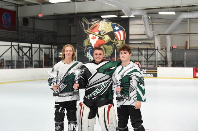 18u Skills Winners Ben Hay - Fastest Robert Resino - Goalie Anthony Lane - Sniper